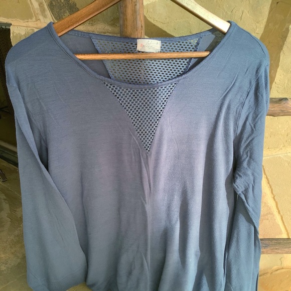 Glitz Tops - Glitz Athletic Long Sleeve With Fabric Mesh Detail